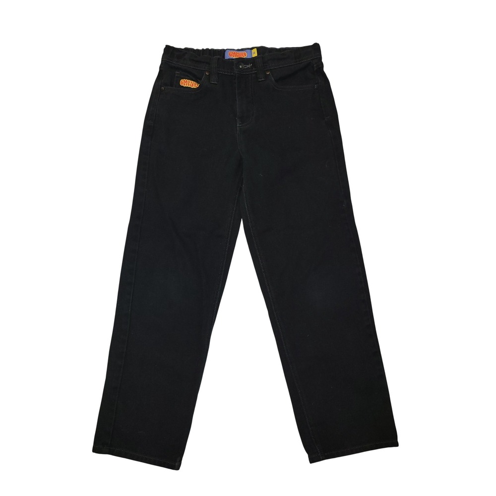 EMPYRE Skater Black Straight Leg Jeans Logo Embroidery 26 California vintage Y2K